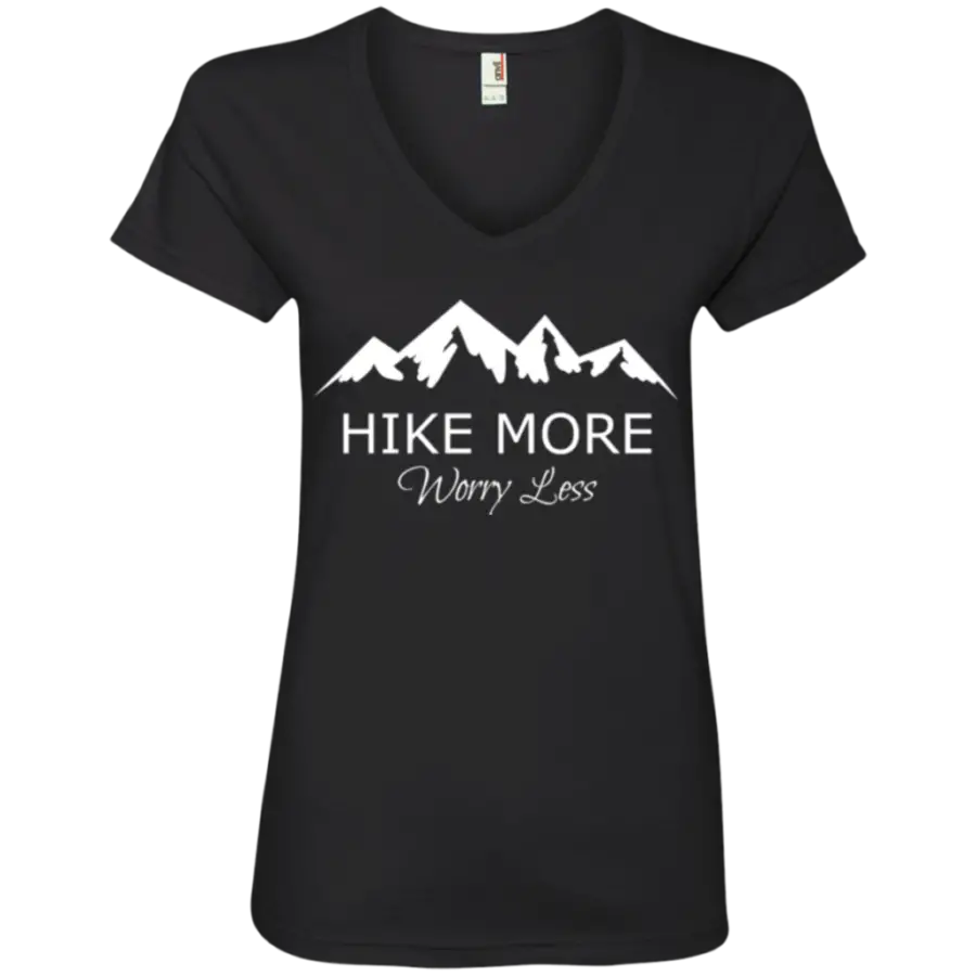 Hike More Worry Less Women S V Neck T Shirt Adventure Hike Travel